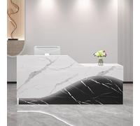 Bureau de réception moderne avec espace de rangement 1,4 m Table de bureau en bois d'ingénierie pour petites entreprises Design élégant noir et blanc pour espaces de travail contemporains