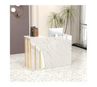 Bureau de réception moderne avec étagères de rangement - Table de comptoir de réception élégante pour petit bureau - Cadre en fer forgé et acier peint (100 cm)