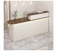 Bureau de réception moderne avec étagères - Table de paiement élégante pour salon et bureau - Meuble de rangement (A3 130 cm) - Parfait pour les espaces de vente au détail
