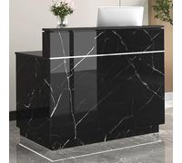 Bureau de réception moderne avec façade LED, élégant comptoir de caisse avec tiroir verrouillable et rangement pour les espaces de vente au détail