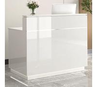 Bureau de réception moderne avec façade LED, tiroir verrouillable et rangement pour espaces de vente au détail