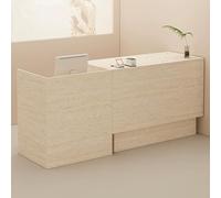 Bureau de réception moderne avec gestion des câbles et tiroir verrouillable - Comptoir coloré de 180 cm avec rangement ouvert, solution de réception parfaite pour les entreprises