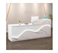 Bureau de réception moderne avec grand espace de rangement, éclairage LED, finition marbre blanc polyvalent, orientation gauche (120 cm) - Idéal pour tout espace de travail