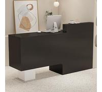 Bureau de réception moderne avec grand tiroir de rangement verrouillable, parfait pour les salons et les espaces commerciaux (noir gauche, 130 x 50 x 105 cm)