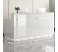 Bureau de réception moderne avec œillet de câble, lumière LED et tiroirs verrouillables - Comptoir avant idéal pour les halls d'entreprise