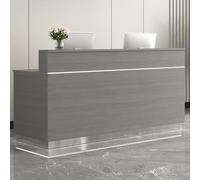 Bureau de réception moderne avec œillet de câble, lumière LED et tiroirs verrouillables - Comptoir avant idéal pour les halls d'entreprise