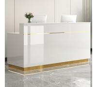 Bureau de réception moderne avec œillet de câble, lumière LED et tiroirs verrouillables - Comptoir avant idéal pour les halls d'entreprise