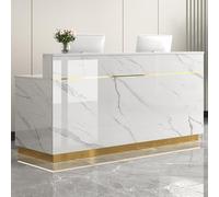 Bureau de réception moderne avec œillet de câble, lumière LED et tiroirs verrouillables - Comptoir avant idéal pour les halls d'entreprise