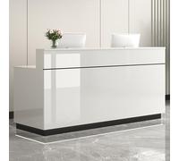 Bureau de réception moderne avec œillet de câble, lumière LED et tiroirs verrouillables - Comptoir avant idéal pour les halls d'entreprise