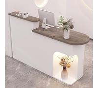 Bureau de réception moderne avec lumière LED, comptoir de réception blanc avec tiroir et armoire de rangement, 130 x 50 x 105 cm, élégant pour bureau et entreprise