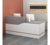 Bureau de réception moderne avec lumière LED, tiroirs et armoire verrouillables, comptoir avant élégant pour halls, salons, espaces de vente au détail et bureaux à domicile - Meuble de réception