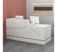 Bureau de réception moderne avec lumière LED, tiroirs et armoire verrouillables, comptoir avant élégant pour halls, salons, magasins de détail et bureaux à domicile - Meuble de réception idéal