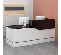 Bureau de réception moderne avec lumière LED, tiroirs et armoire verrouillables, comptoir avant élégant pour halls, salons, espaces de vente au détail et bureaux à domicile