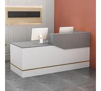 Bureau de réception moderne avec lumière LED, tiroirs verrouillables, armoire de rangement - Comptoir avant pour halls, salons, vente au détail, bureaux à domicile, zones de réception