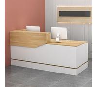 Bureau de réception moderne avec lumière LED, tiroirs verrouillables, armoire de rangement et comptoir avant pour halls, salons, magasins de détail et bureaux à domicile - Meuble de réception élégant