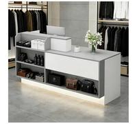 Bureau de réception moderne avec lumières LED, plateau de clavier verrouillable et œillets de câble, 119,4 x 61 x 99,1 cm, parfait pour le bureau d'entrée