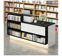 Bureau de réception moderne avec lumières LED, plateau de clavier verrouillable et œillets de câble, 119,4 x 61 x 99,1 cm, table avant Slish pour bureaux