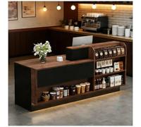 Bureau de réception moderne avec lumières LED, plateau de clavier, verrouillable, œillets de câble, compteur, 119,4 x 61 x 99,1 cm, table avant Slish pour bureau