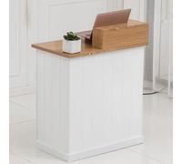 Bureau de réception moderne avec plateau pour clavier - Compteur de caisse enregistreuse de 120 cm avec câble - Compteur de bienvenue pour salon et bureau (droit, blanc)