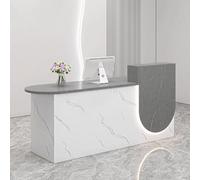 Bureau de réception moderne avec rangement - Éclairage doux - Table de comptoir pour petites entreprises (gris, 1,2 m) - Solution idéale pour les espaces de travail élégants