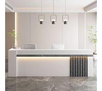 Bureau de réception moderne avec rangement élégant pour les entreprises avec éclairage LED doux, parfait pour les espaces de travail contemporains et l'engagement des clients