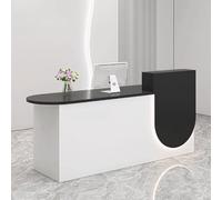 Bureau de réception moderne avec rangement | Table de comptoir de réception grise et blanche | Meubles élégants avec éclairage doux pour petites entreprises et salons de beauté 1 m