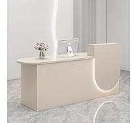 Bureau de réception moderne avec rangement | Table de comptoir élégante grise et blanche avec éclairage doux | Design élégant pour les salons de beauté, les spas et les petites entreprises | Mobilier