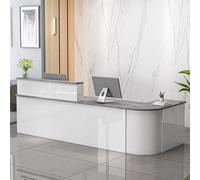 Bureau de réception moderne avec rangement - Tableau avant élégant blanc et gris pour registre de trésorerie et ordinateur - 130 cm - Idéal pour le bureau, le hall d'entrée et la zone de réception