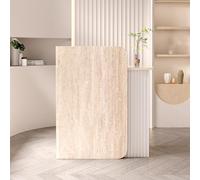 Bureau de réception moderne avec table d'ordinateur, comptoir de réception en bois pour hôtels, supermarchés et dépanneurs, finition grain de pierre blanche, 80 x 95 x 45 cm