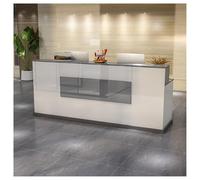 Bureau de réception moderne avec tiroir, comptoir de vente au détail, table d'ordinateur en bois pour bureau, hall d'entrée, format A4, 150 cm, design bancone élégant et fonctionnel