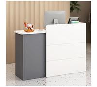 Bureau de réception moderne avec tiroir et armoire verrouillables, plateau pour clavier et gestion des câbles - Comptoir de réception élégant pour petits espaces, salon et caisse (gris, 100 cm)