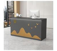 Bureau de réception moderne avec tiroir et petite armoire 120 cm Table d'ordinateur pour bureau, boutique, hall d'entrée Gris fer - Poste de travail élégant pour des espaces efficaces