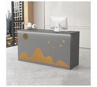 Bureau de réception moderne avec tiroir et petite armoire de 120 cm, table d'ordinateur pour bureau, boutique, comptoir de caisse enregistreuse, gris élégant pour hall et zone de réception