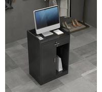Bureau de réception moderne avec tiroir verrouillable, armoire de rangement et table d'angle pour caisse de vente au détail pour le hall, la boutique ou le bureau, 61 x 40,6 x 91,4 cm (noyer noir)
