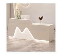 Bureau de réception moderne avec tiroir verrouillable - Caisse enregistreuse élégante pour bureau, hall et salon - Abricot blanc, côté droit, 120 cm, unité d'accueil professionnelle pour espaces de