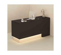 Bureau de réception moderne avec tiroir verrouillable - Comptoir avant spacieux pour bureaux, salons et magasins de vente au détail - Élégante finition travertin noire, configuration côté gauche