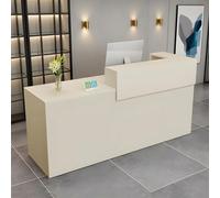 Bureau de réception moderne avec tiroir verrouillable de 99 à 241,3 cm - Table de comptoir avant pour salon, bureau, hôtel, magasin de détail - Design beige élégant - Coin gauche - 150 x 60 x 100 cm