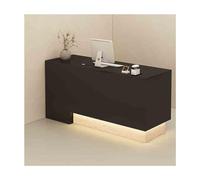 Bureau de réception moderne avec tiroir verrouillable - Élégant comptoir de bureau pour salons de beauté et magasins de vente au détail - Design élégant en travertin noir côté droit pour une