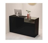 Bureau de réception moderne avec tiroir verrouillable élégant pour bureau et vente au détail Noir/gris 100 cm Orientation gauche Parfait pour les hôtels, les magasins de vêtements et l'utilisation à