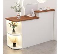 Bureau de réception moderne avec tiroir verrouillable et étagère de rangement d'angle, comptoir contemporain pour magasins de détail et bureaux