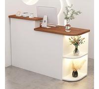 Bureau de réception moderne avec tiroir verrouillable et étagère de rangement d'angle, comptoir contemporain pour magasins de détail et bureaux