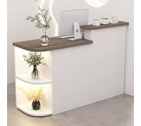 Bureau de réception moderne avec tiroir verrouillable et étagère de rangement d'angle, comptoir contemporain pour magasins de détail et bureaux