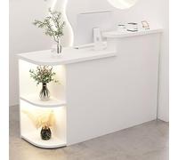 Bureau de réception moderne avec tiroir verrouillable et étagère de rangement d'angle, comptoir contemporain pour magasins de détail et bureaux