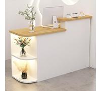 Bureau de réception moderne avec tiroir verrouillable et étagère de rangement d'angle, comptoir contemporain pour magasins de détail et bureaux