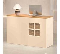 Bureau de réception moderne avec tiroir verrouillable et étagère pour hall d'entrée, salon, vente au détail, bureau à domicile, bureau de réception avec comptoir de paie, élégant et fonctionnel marron