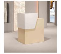 Bureau de réception moderne avec tiroir verrouillable et étagères ouvertes, petit comptoir de caisse, table d'accueil pour bureau et salle de réception (beige-D, 79,8 x 40 x 95 cm)