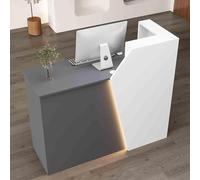 Bureau de réception moderne avec tiroir verrouillable et table de comptoir de réception en forme de L pour le hall d'entrée, la vente au détail, côté gauche, gris, 99,8 x 100 cm