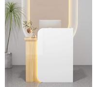 Bureau de réception moderne avec tiroir verrouillable, gain de place, pour salon, couloir, spa, bureau, blanc et jaune.