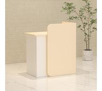 Bureau de réception moderne avec tiroir verrouillable - Meuble d'ordinateur - Petit bureau d'entrée pour bureau, salon, boutique et spa - Café au lait - Blanc