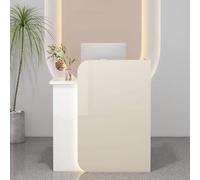 Bureau de réception moderne avec tiroir verrouillable pour économiser de l'espace sur le devant pour salon de beauté, spa ou bureau. Finition blanche élégante qui ajoute de l'élégance à n'importe